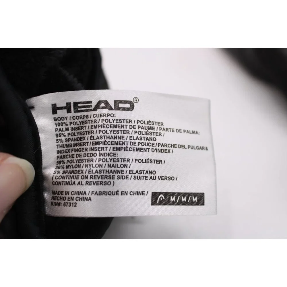 NEW Head Black Windproof Winter Gloves Sz M Fleece Line Polyester Gripper Warm